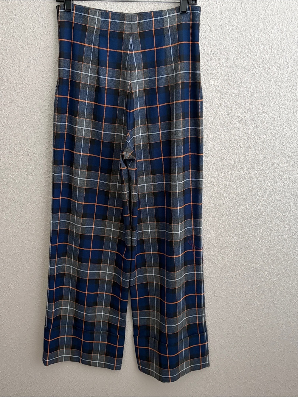 Zara Pleated Blue Tartan Plaid Top and Matching Wide-Leg Plaid Preppy Pants Set - Picture 8 of 12